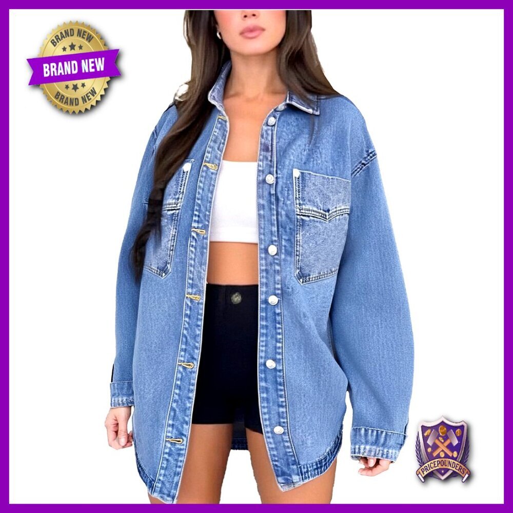 Classic Denim Jacket Oversized Chic Utility Pockets Layering Essential